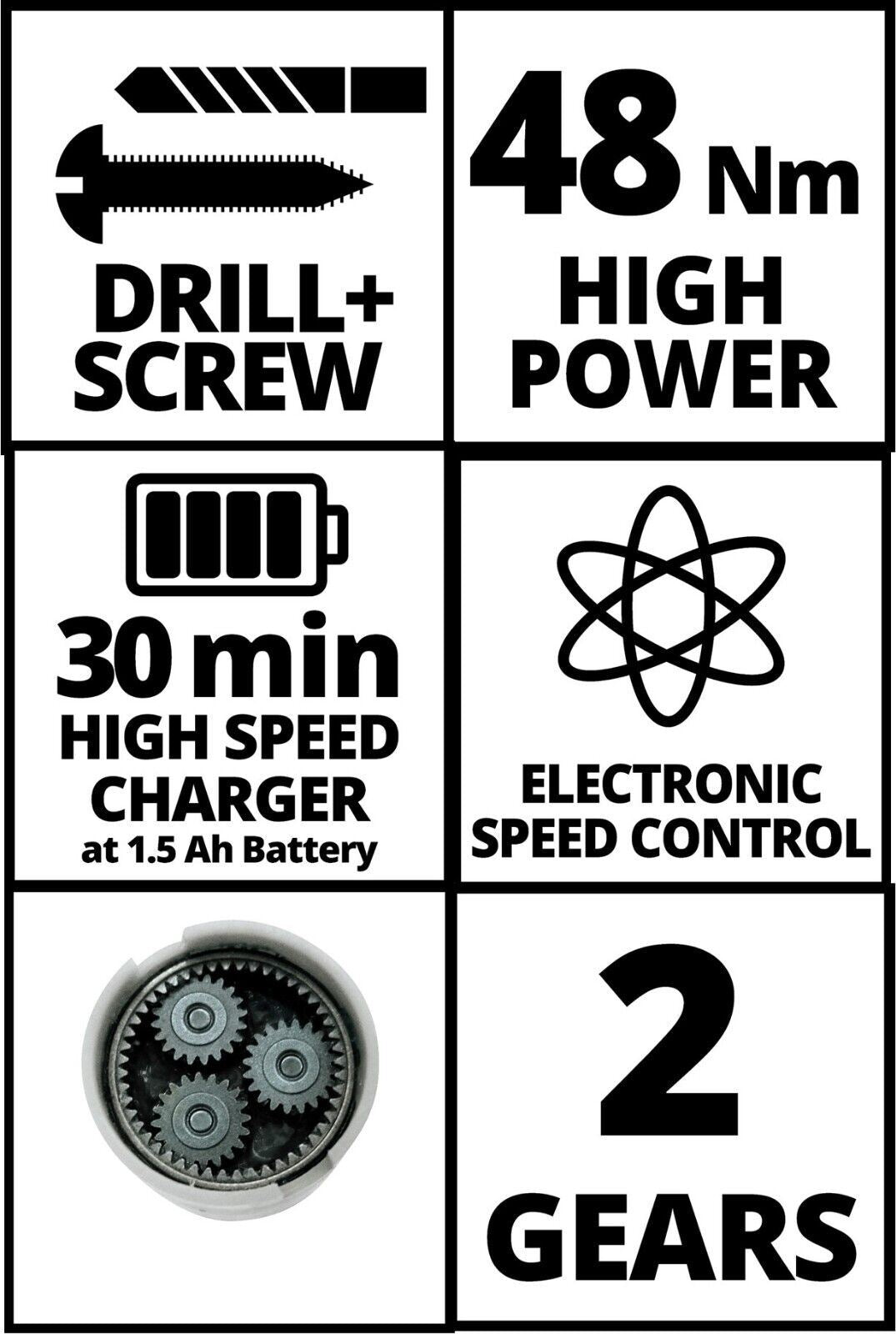 Cordless Drill 18 Volt Case 2 Batteries & Charger Kit Einhell TE-CD 18 Li  NEW