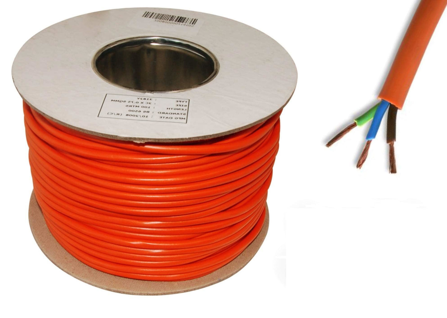 2 Core Orange Flexible Mains Cable 3182y 0.75mm Flex Strimmer Lawn Mower Garden 5 METRES