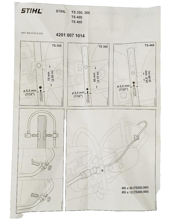 Water Attachment Kit For Stihl 4201 007 1014, 4201-007-1014 TS400 Cut Off Saw