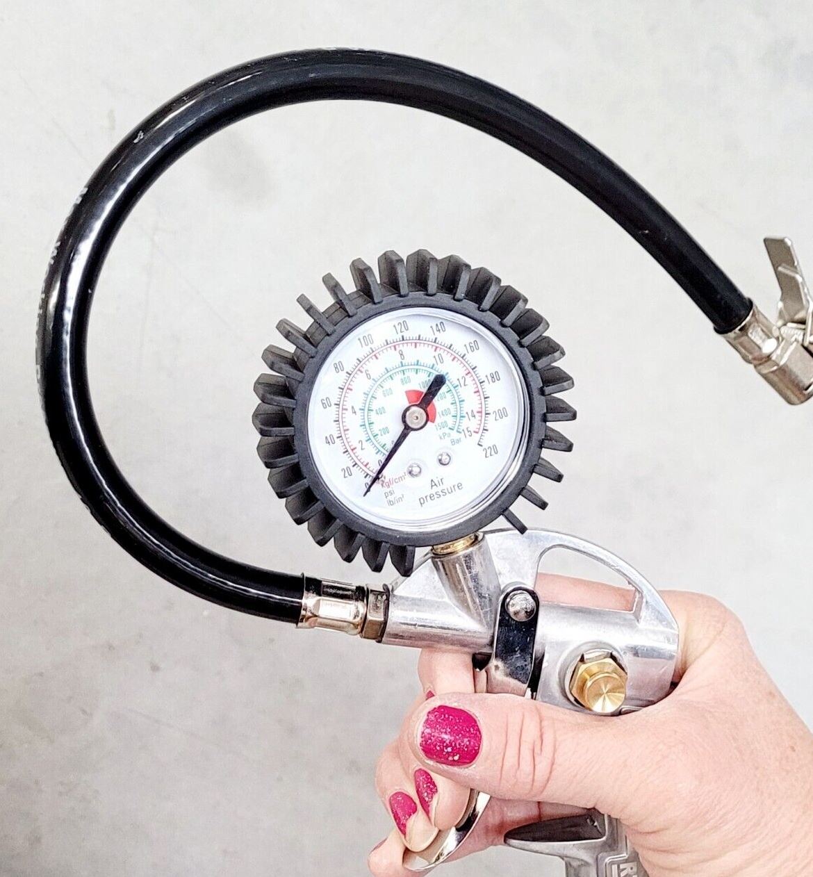 Tyre Inflator Pressure Gauge For Compressor Air Tool Car Truck Push On Hose