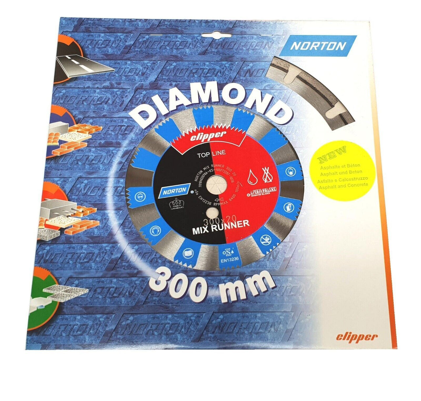 Norton Clipper Diamond Cutting Disc Top Line Mixed Runner  350mm 15'' x 25.4mm