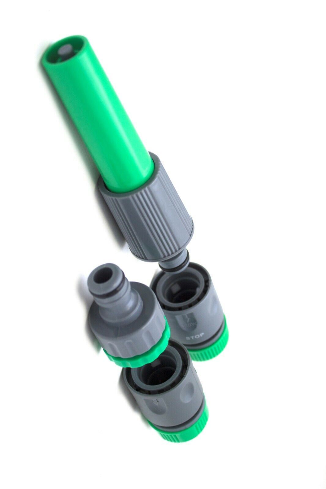 Garden Hose Pipe 15M Spray Nozzle Tap Connector Set Hosepipe Reel 15 Metre Green