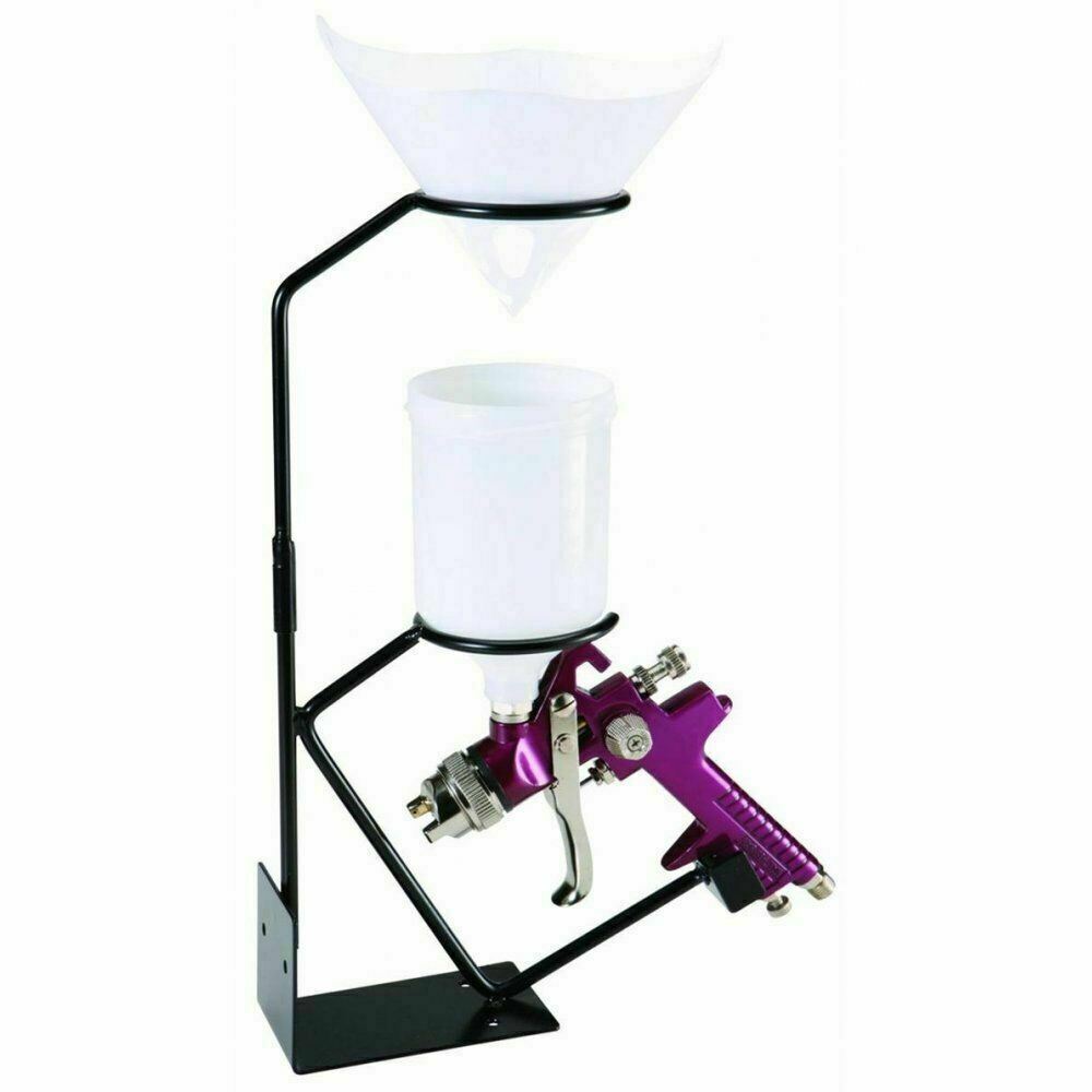 Spray Gun Holder Stand Bench Mounted With Gravity Feed Paint Filter Cradle NEW