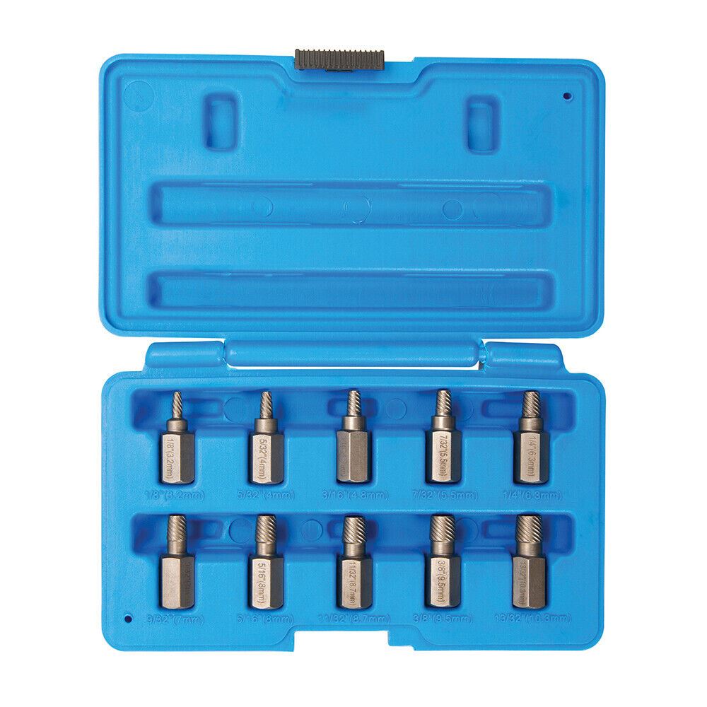 Silverline 10 Piece High Torque Damaged Screw Extractor Tool Set 3.2mm - 10.3mm