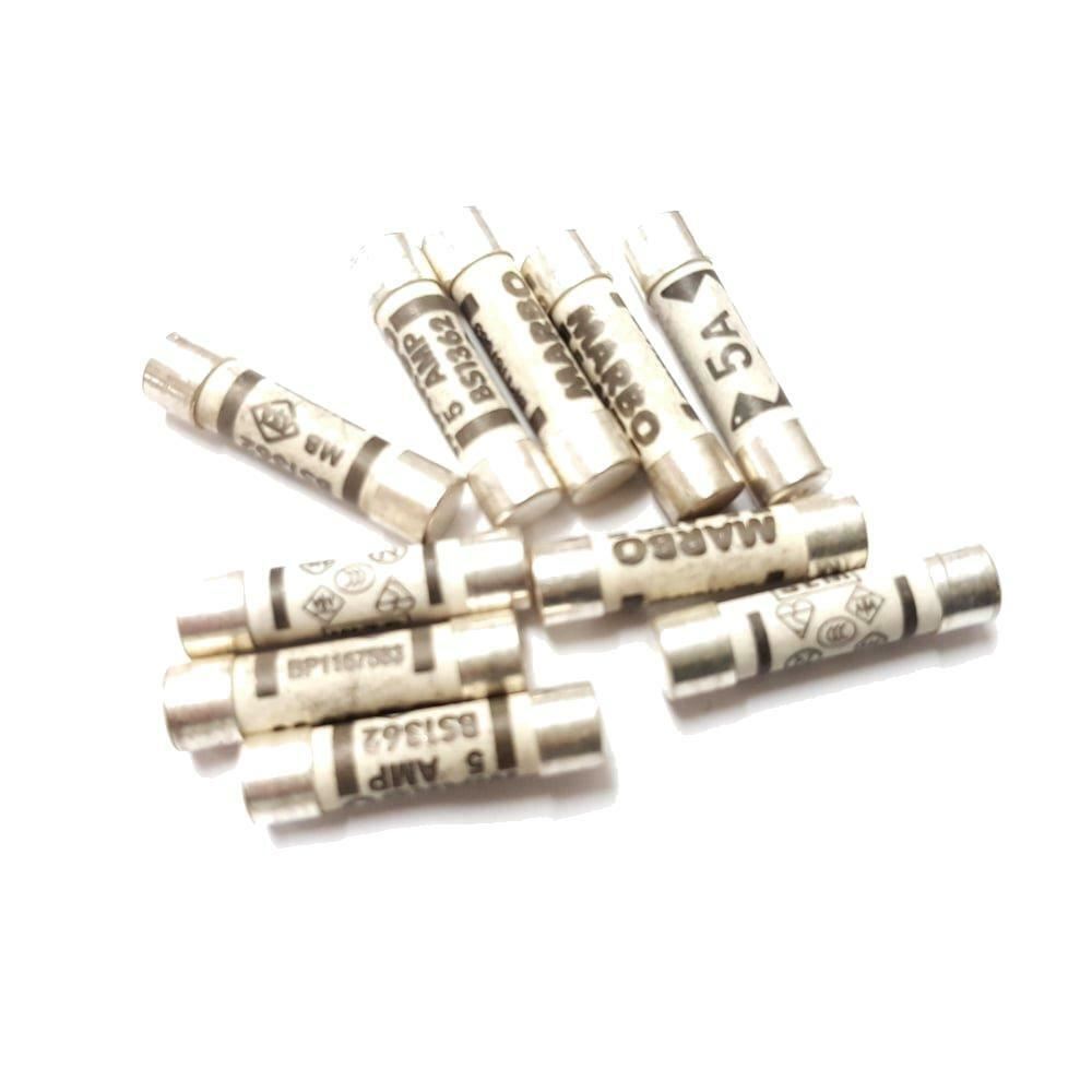 5 Amp Domestic Household Fuses 10 Pk Cartridge Fuse Mains Plug 5A UK Seller NEW