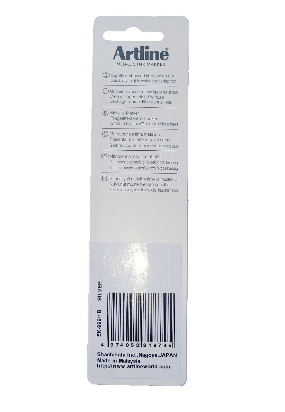 Artline 999XF Extra Fine Silver Metallic Paint Marker Pen  0.8mm