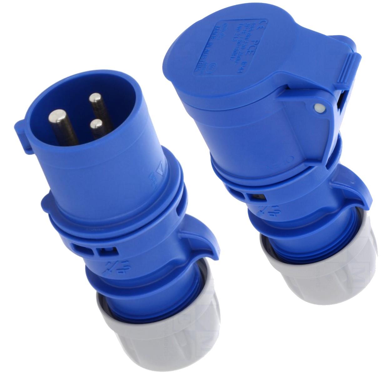 16 Amp 240v Site Trailing Plug & Socket 230v 16a 3 Pin PCE 240 Volt Blue Hook Up 3001749 =1X655 1X678