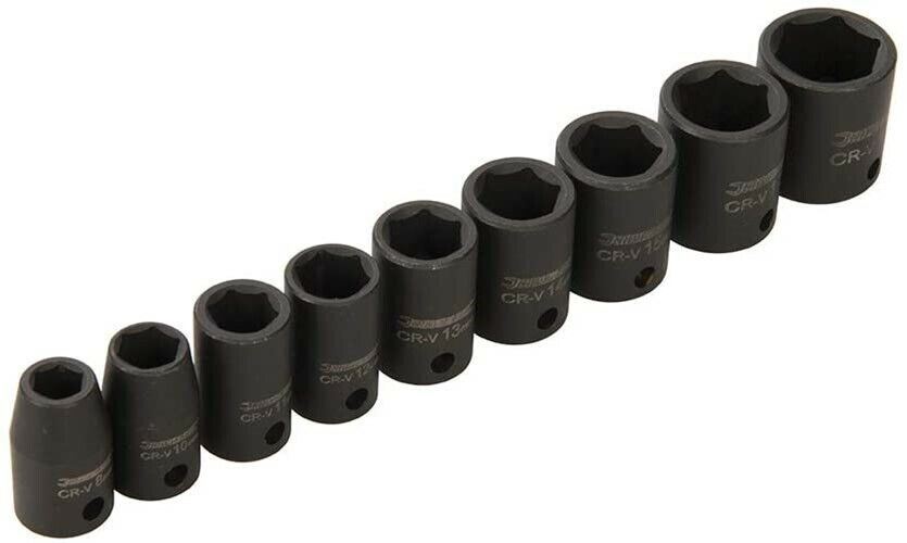 Silverline 566657 Impact Socket Set 3/8" Drive 6 Point Metric 8 - 19mm 9 Piece