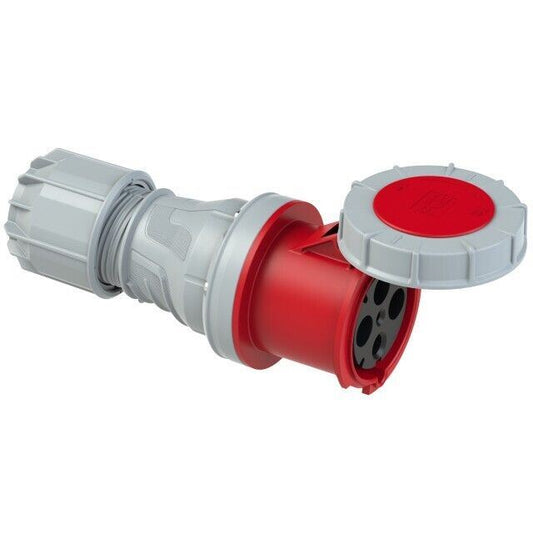 125 Amp 4 Pin Red Connector Trailing Socket 415V IP67 Rated 3 Phase PCE 2445